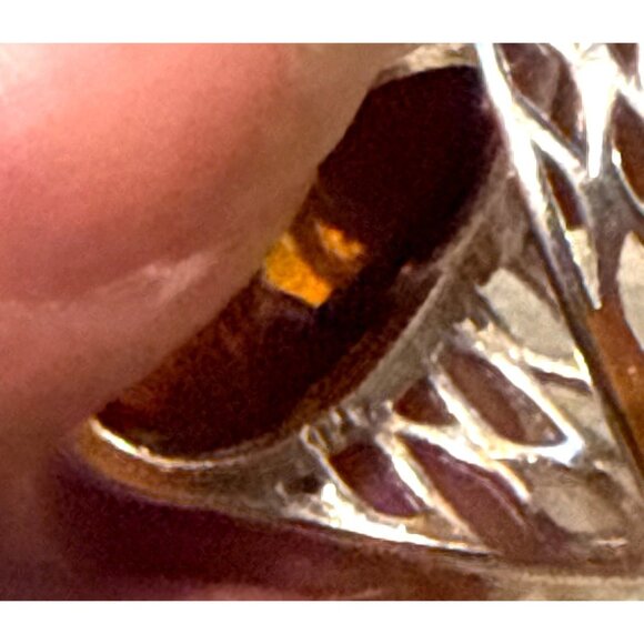 New Two Stone Baltic Amber Sterling Silver Adjustable Ring Unisex and Unique! - Picture 8 of 11